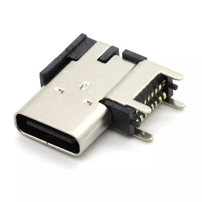 Sisi Tegak USB 3.1 Tipe C Konektor Soket Wanita 16Pin