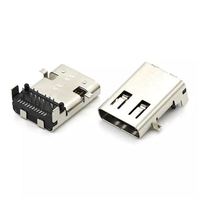 Paduan Tembaga USB Perempuan Konektor Tipe SMT 24Pin USB 3.1 C Soket