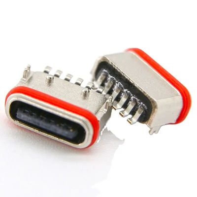 Female Horizontal SMT 6 Pin Connector USB3.0 USB3.1 Untuk Pengisian Daya