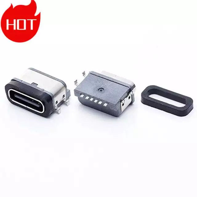 Waterproof Micro Mini Usb Type C Charging Connector 24pin Dengan Metal Housing