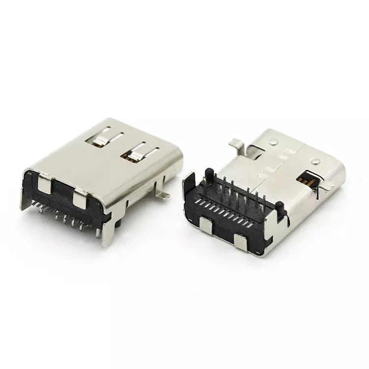 Paduan Tembaga USB Perempuan Konektor Tipe SMT 24Pin USB 3.1 C Soket