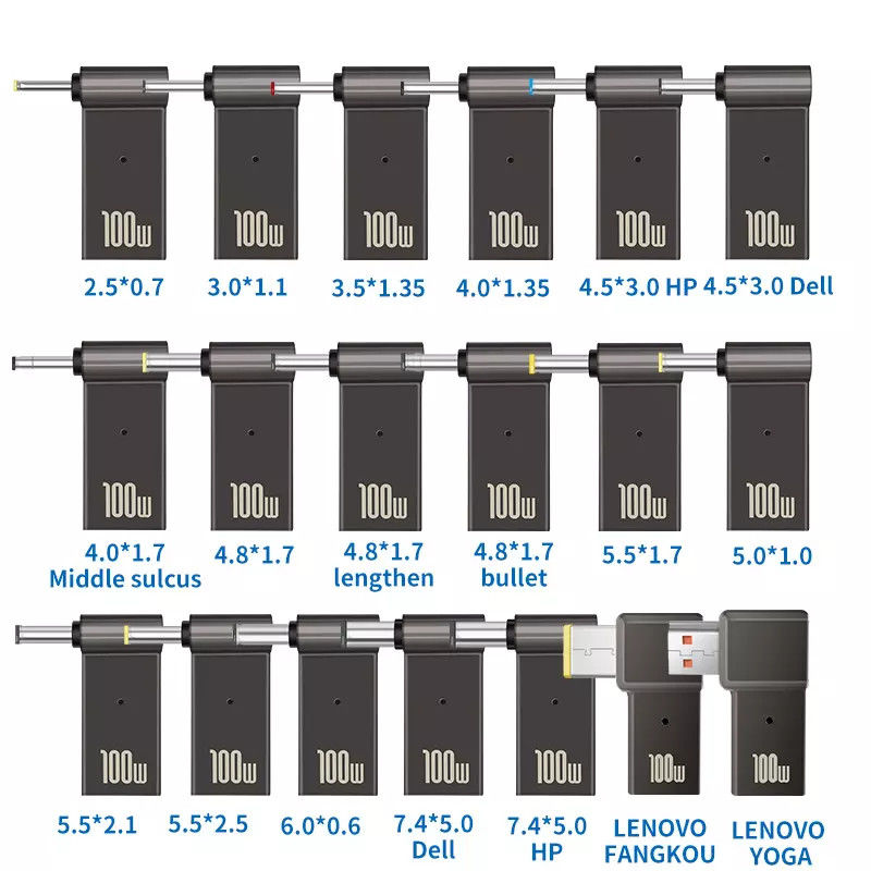 Adaptor Colokan 100w Type C Ke Putaran Video Quick Charge Male 18.5v - 20v
