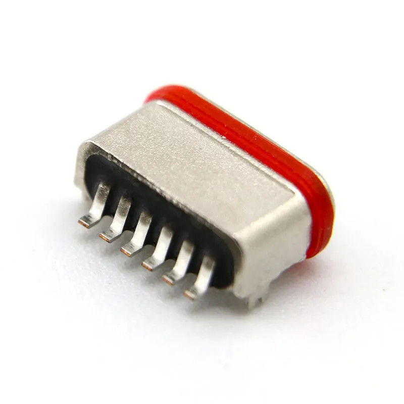 Female Horizontal SMT 6 Pin Connector USB3.0 USB3.1 Untuk Pengisian Daya