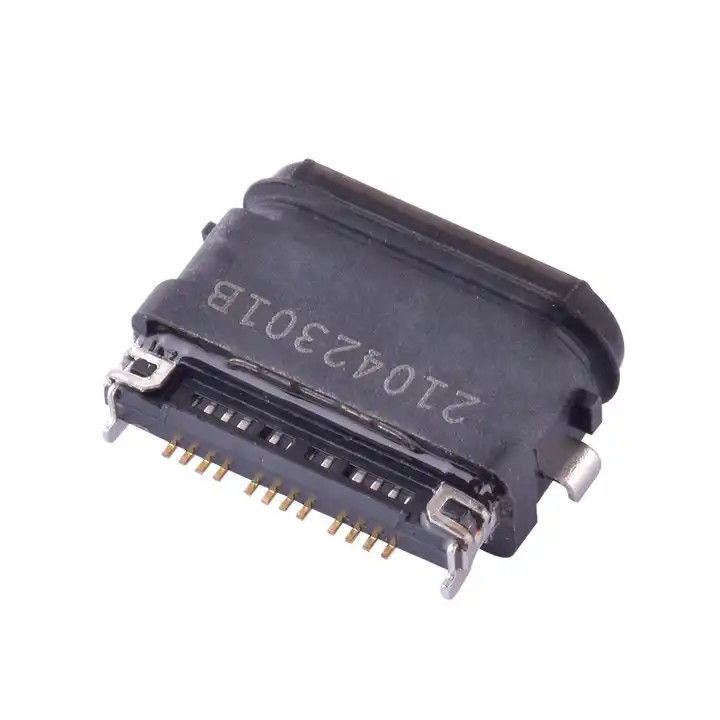 USB4.0 Konektor Tipe C 24 Pin Waterproof IPX8 SMT Mid-Mount 0.4mm