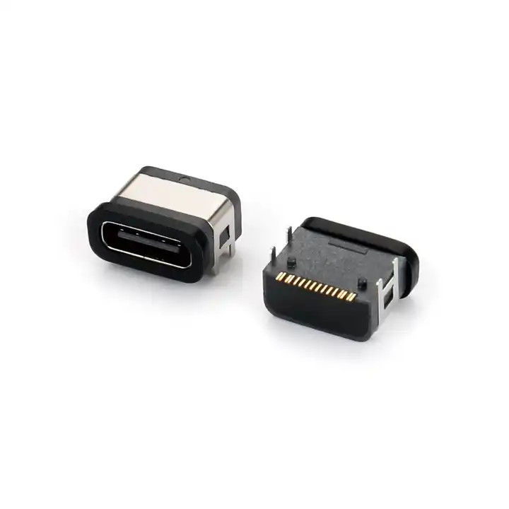 Pelabuhan kedap air 16Pin USB Type C Konektor Wanita SMT Empat-Pin DIP On Board Socket