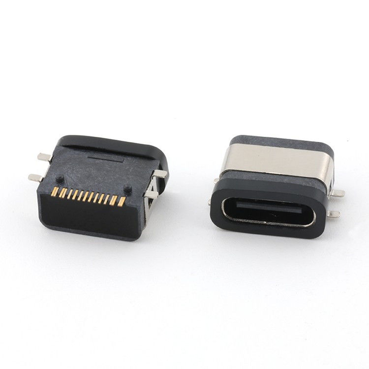 USB 16pin Waterproof IPX8 Type C Connector Wanita SMT AC DC 5V Tegangan Rating