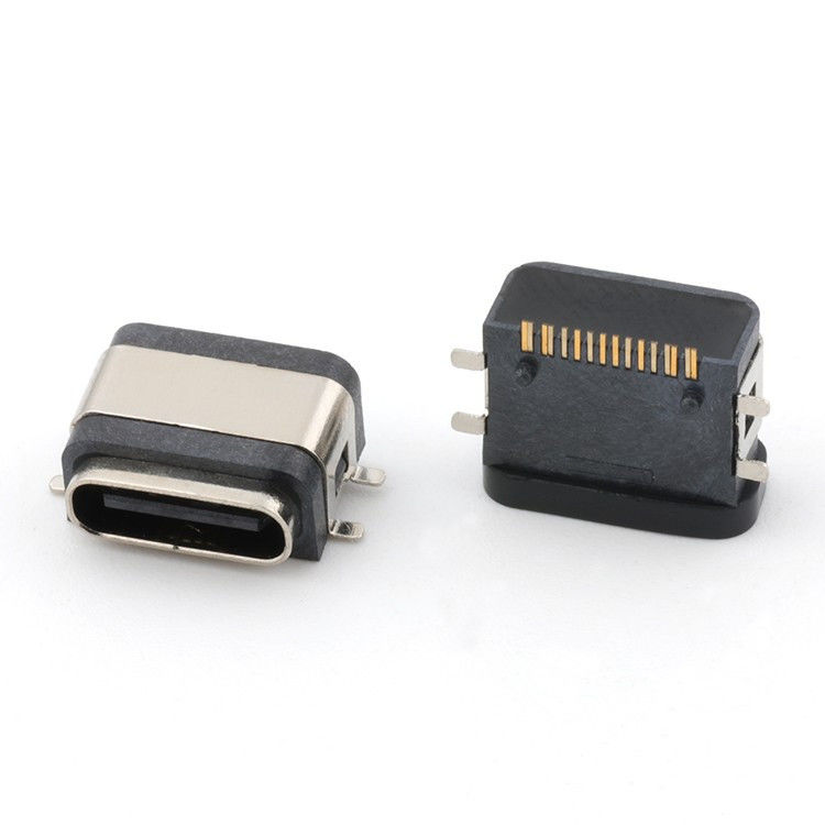 USB 16pin Waterproof IPX8 Type C Connector Wanita SMT AC DC 5V Tegangan Rating