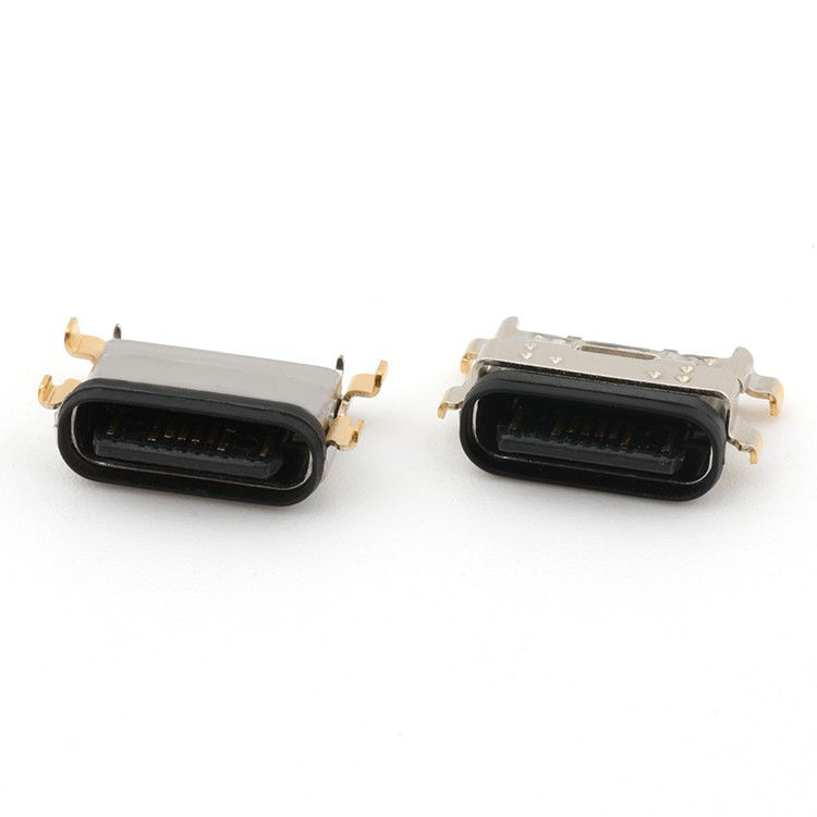 USB C 16Pin Type C Female Connector Mid Mount 1.13mm IPX8 Waterproof Dengan LIM