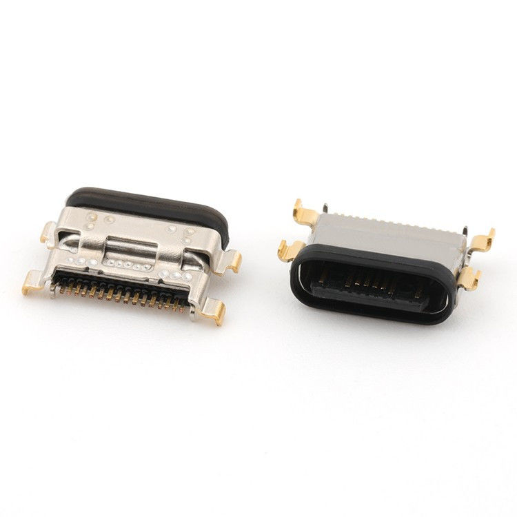 USB C 16Pin Type C Female Connector Mid Mount 1.13mm IPX8 Waterproof Dengan LIM