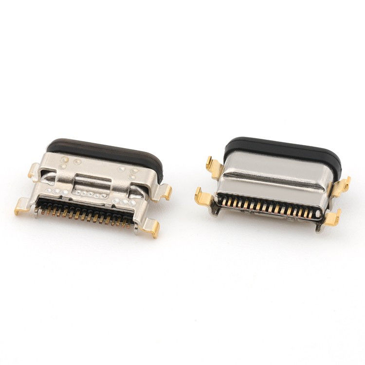 USB C 16Pin Type C Female Connector Mid Mount 1.13mm IPX8 Waterproof Dengan LIM