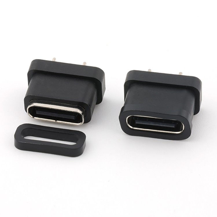 24Pin USB tipe C konektor wanita tipe vertikal IPX8 tahan air
