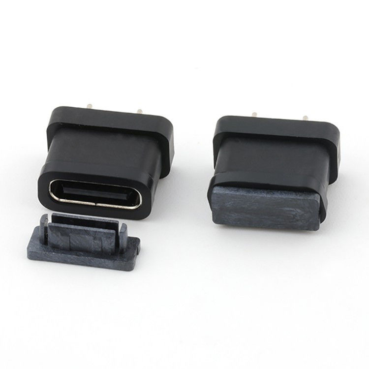 24Pin USB tipe C konektor wanita tipe vertikal IPX8 tahan air