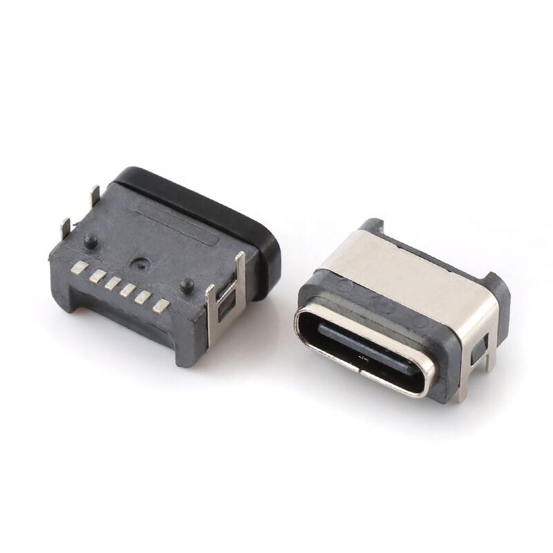 Waterproof dip USB konektor 6pin perempuan sudut kanan waterproof konektor tipe-c