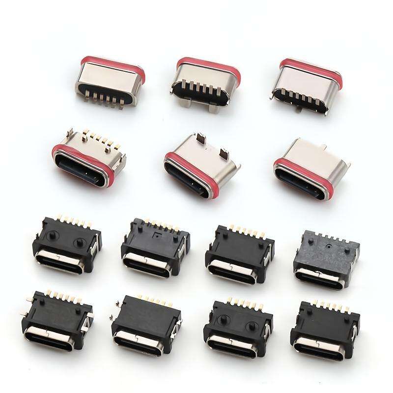 Waterproof dip USB konektor 6pin perempuan sudut kanan waterproof konektor tipe-c
