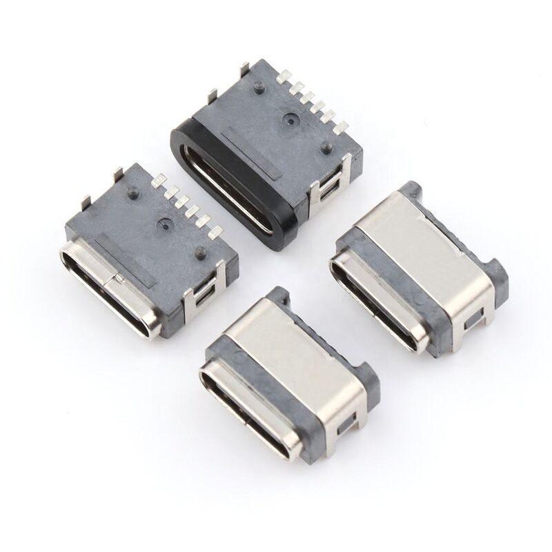 Waterproof dip USB konektor 6pin perempuan sudut kanan waterproof konektor tipe-c
