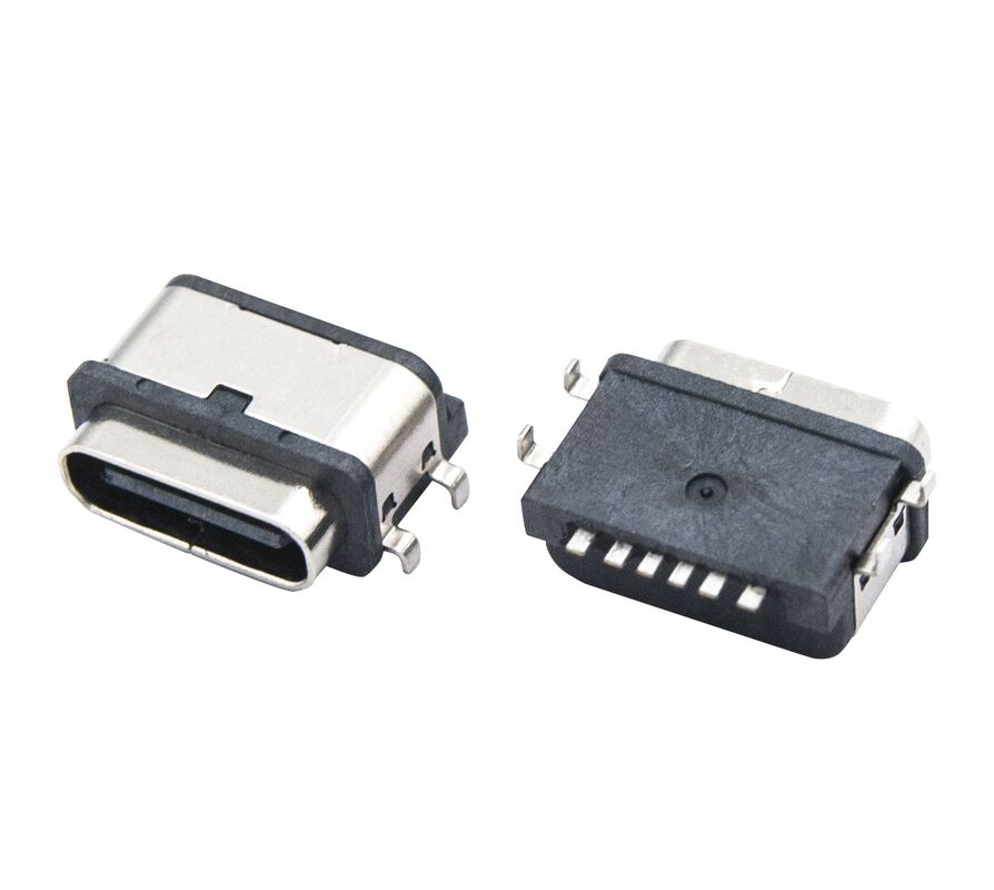Waterproof Tembaga USB Tipe C 6 Pin Connector Wanita Data Transfer Kabel dengan 3A Max Rated Current dan 30V