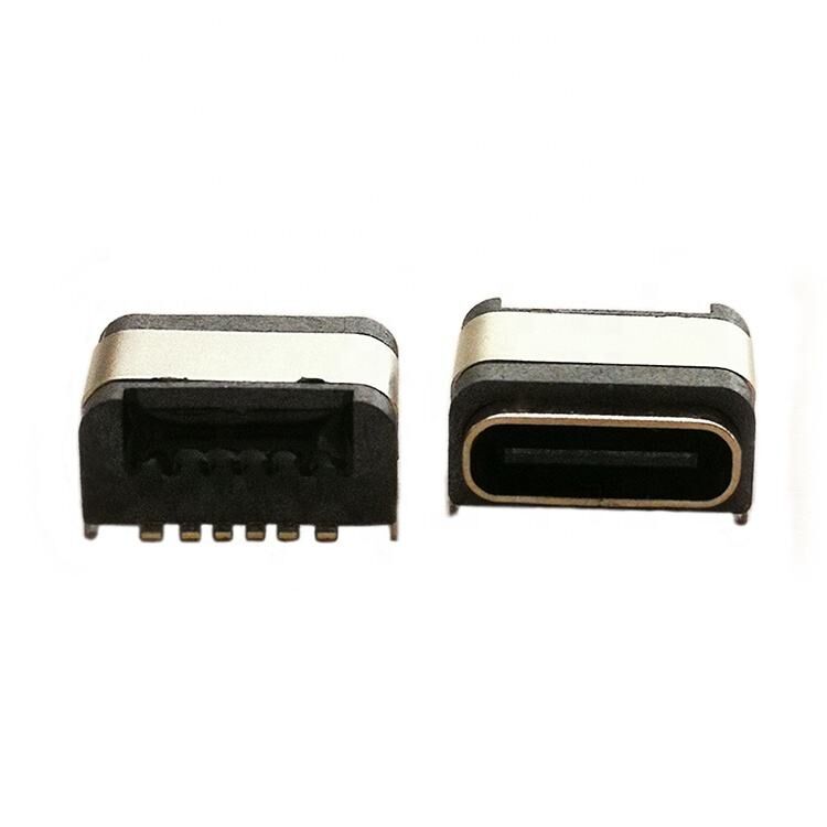 Konektor USB Tahan Air IP67 Konektor USB Tipe C Female Pemasangan Permukaan Horizontal 6pin