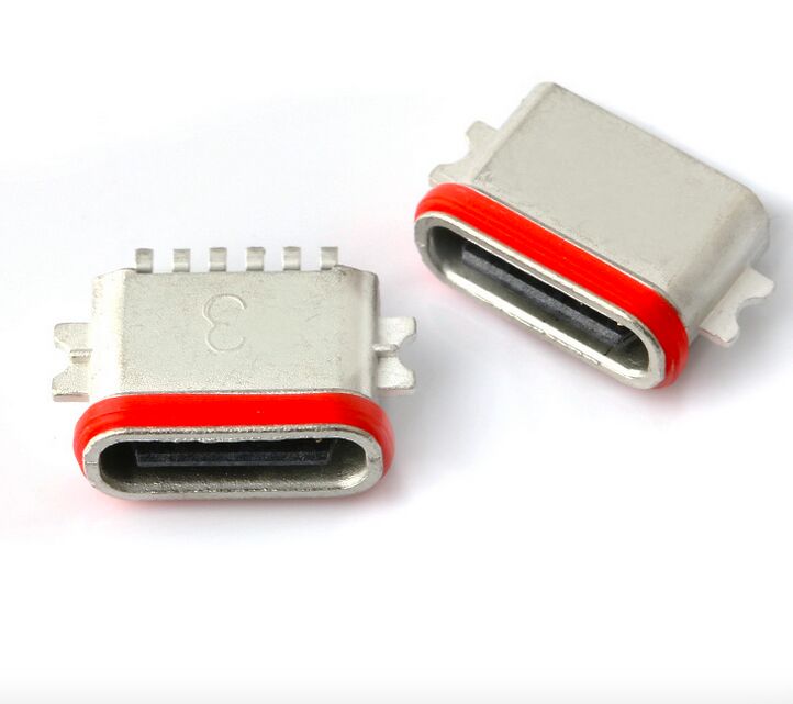 Produsen Profesional Konektor SMT Penuh USB Tipe C 6P Tahan Air IP67 Konektor USB 3.1 SMD