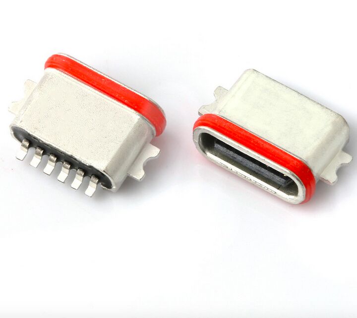 Produsen Profesional Konektor SMT Penuh USB Tipe C 6P Tahan Air IP67 Konektor USB 3.1 SMD