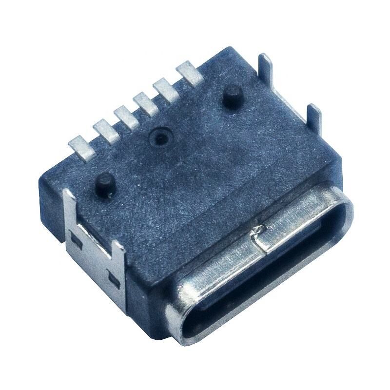 Konektor USB Tipe C Betina Pemasangan Panel Tahan Air PCB 6 Pin