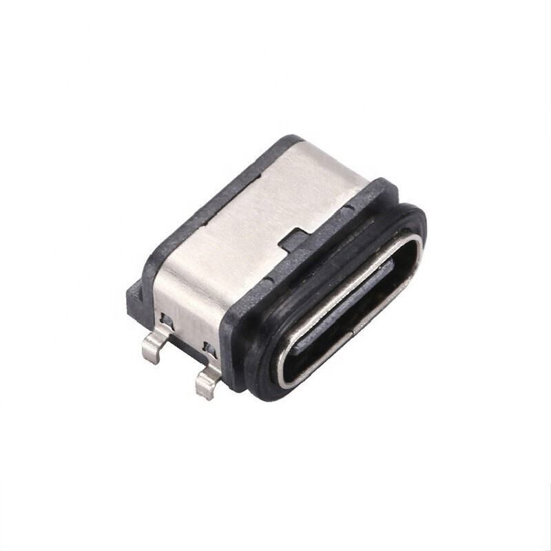 Konektor USB Tipe C 6-Pin Female IPX7 Tahan Air Pemasangan SMT Horizontal Transfer Data