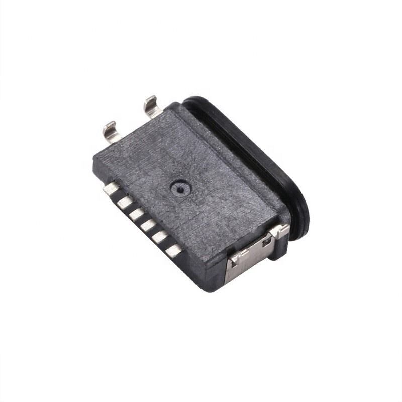 Konektor USB Tipe C 6-Pin Female IPX7 Tahan Air Pemasangan SMT Horizontal Transfer Data