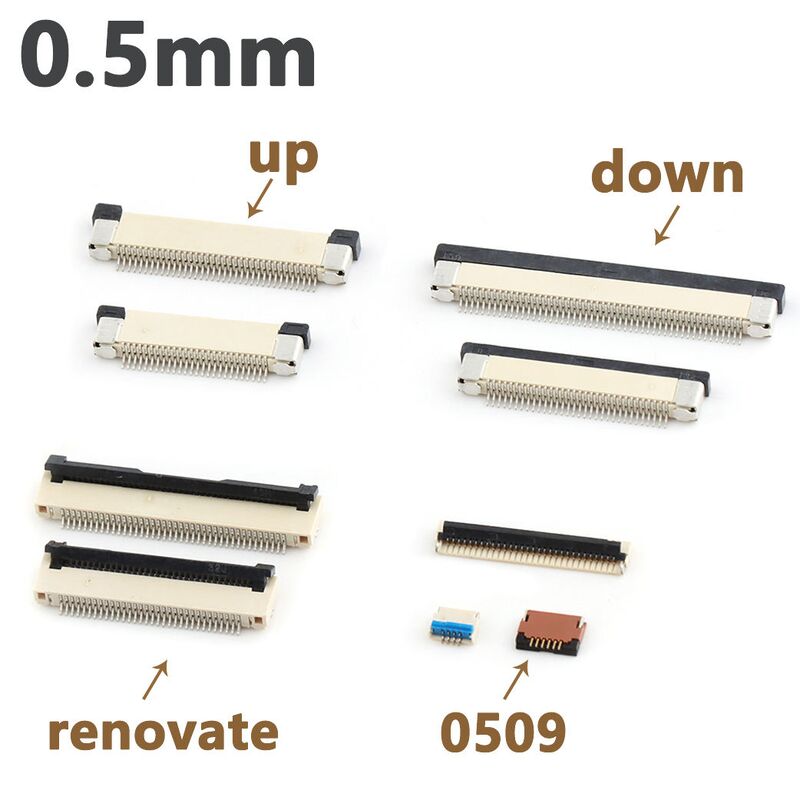 FPC Connector 0.5 Pitch Horizontal Smt Flip-lock Jenis atas atas bawah bawah bawah kontak 4-60pin