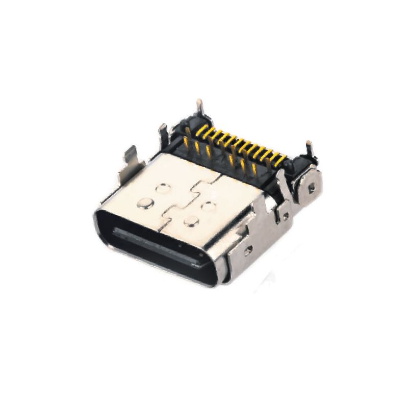 24PIN USB 3.1 Type C Female Hybrid Right-Angle Receptacle Connector untuk pengisian telepon dan transfer data cepat
