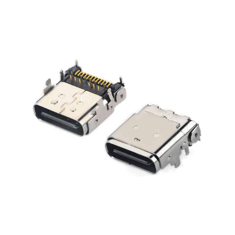 24PIN USB 3.1 Type C Female Hybrid Right-Angle Receptacle Connector untuk pengisian telepon dan transfer data cepat