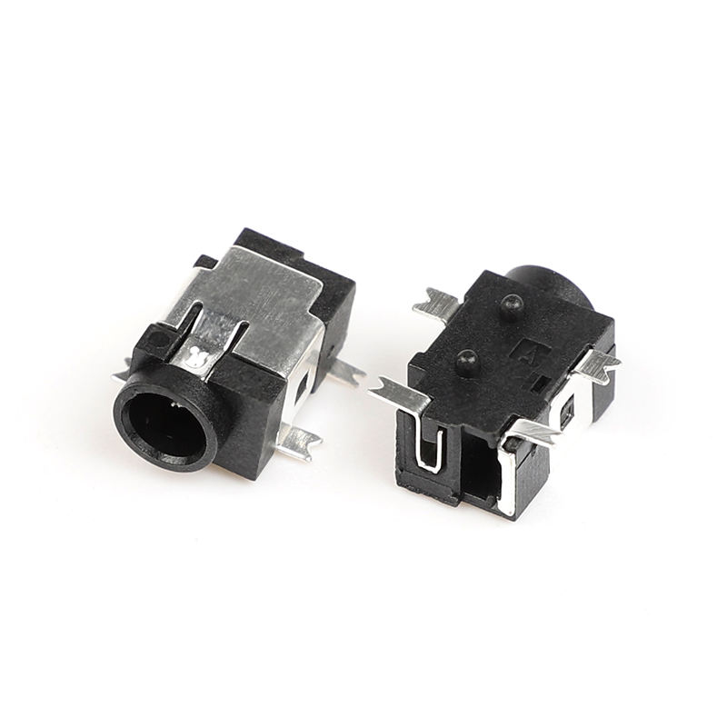 4-Pin SMT SMD 1.3mm Hitam Fosfor Perunggu 12V 1A DC Wanita Audio Video Jack Socket Nylon Housing Konektor Sudut Kanan