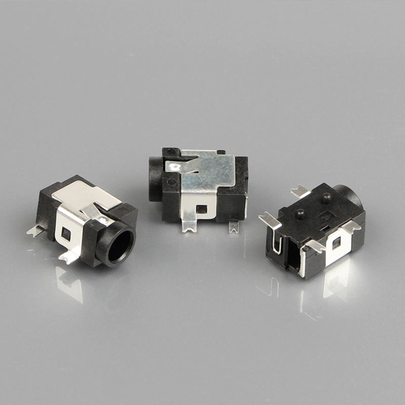 4-Pin SMT SMD 1.3mm Hitam Fosfor Perunggu 12V 1A DC Wanita Audio Video Jack Socket Nylon Housing Konektor Sudut Kanan