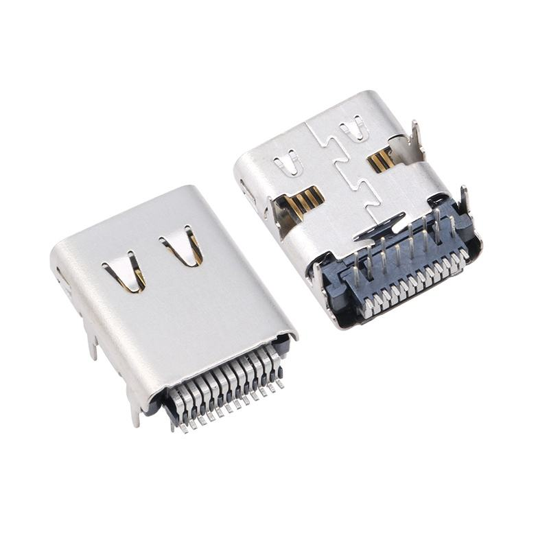 Pabrik Konektor USB 3.2 Tipe-C Kustom 40 Gbps Soket U4 Tahan Air 24 Pin SMT DIP PCB Konektor Betina Jantan