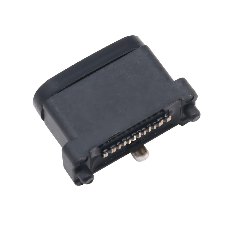 Konektor Female PCB SMT DIP Soket U4 24 Pin Tahan Air USB 3.2 Type-C 40 Gbps Berlapis Emas Stainless Steel 5A 100V AC