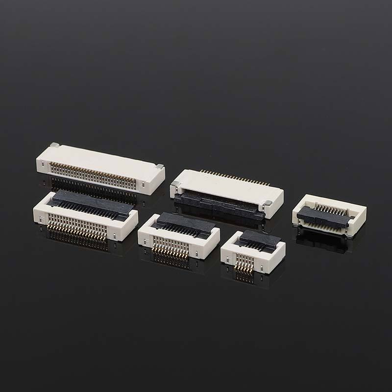 0.5mm Pitch Butterfly Lock FFC/FPCH Connector Hubungan bawah horizontal dengan 2.55H Height Flip Cover untuk Flat Flex Electronics