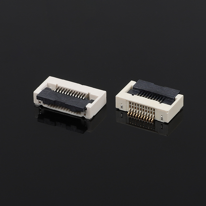 0.5mm Pitch Butterfly Lock FFC/FPCH Connector Hubungan bawah horizontal dengan 2.55H Height Flip Cover untuk Flat Flex Electronics