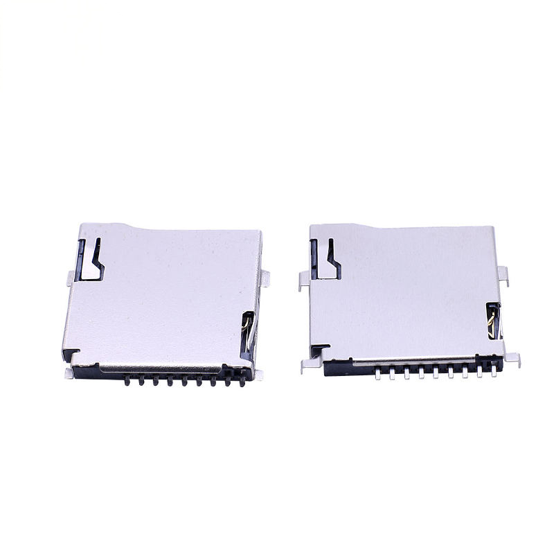 Konektor Kartu Micro SD 9P Pin Seri DM3 Tipe Push-Push SMT T-Flash dengan Cangkang SUS Las Eksternal untuk Aplikasi PCB