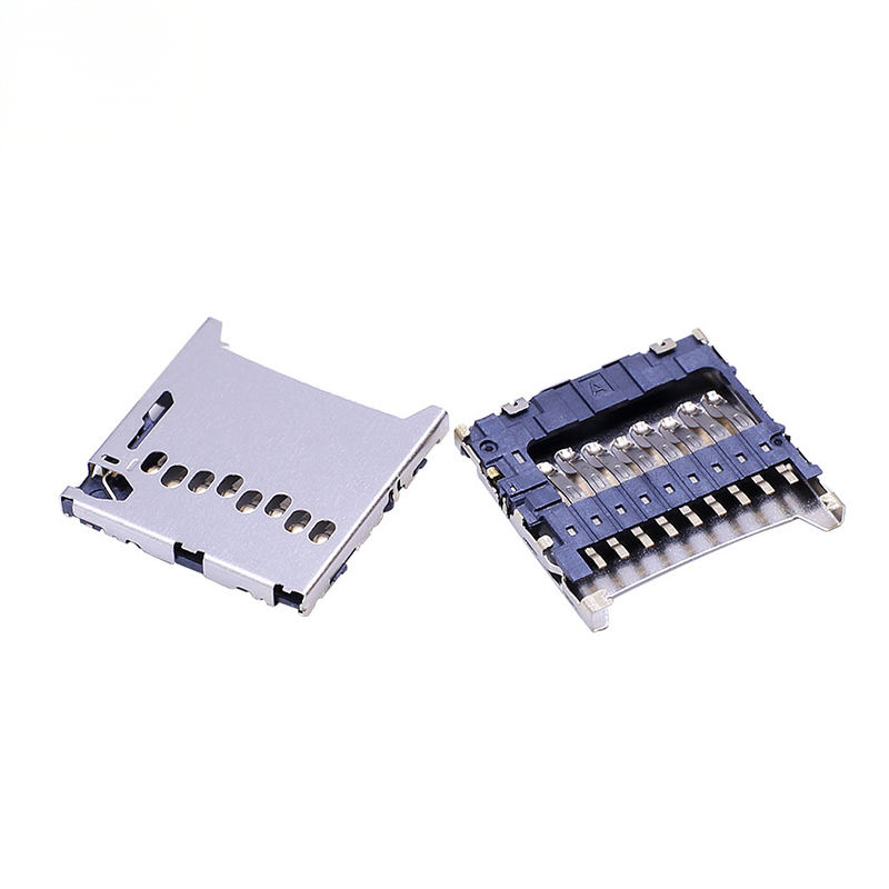 Kartu TF 8P dengan CD Pin H1.3 Stainless Steel Micro SD Card Holder Konektor Elektronik USB untuk Aplikasi PCB