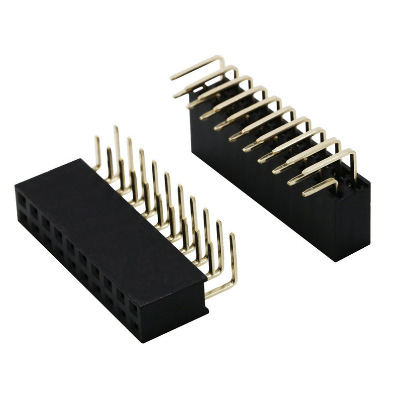 2X10P 20P Header Betina Baris Ganda Pitch 2.54mm Pin Bahan PBT Kontak Perunggu Fosfor