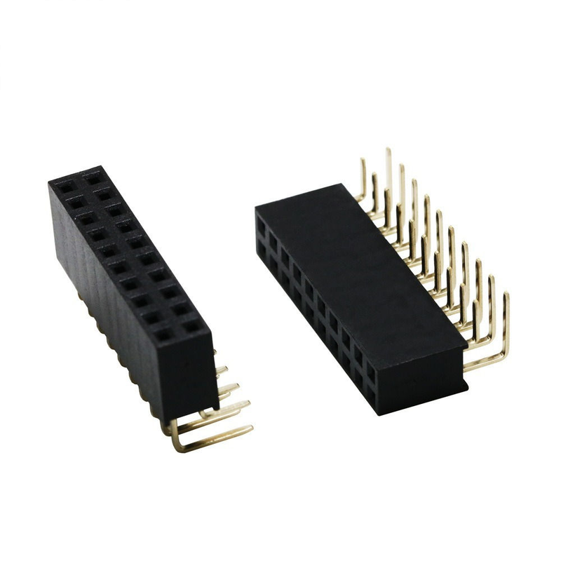 2X10P 20P Header Betina Baris Ganda Pitch 2.54mm Pin Bahan PBT Kontak Perunggu Fosfor