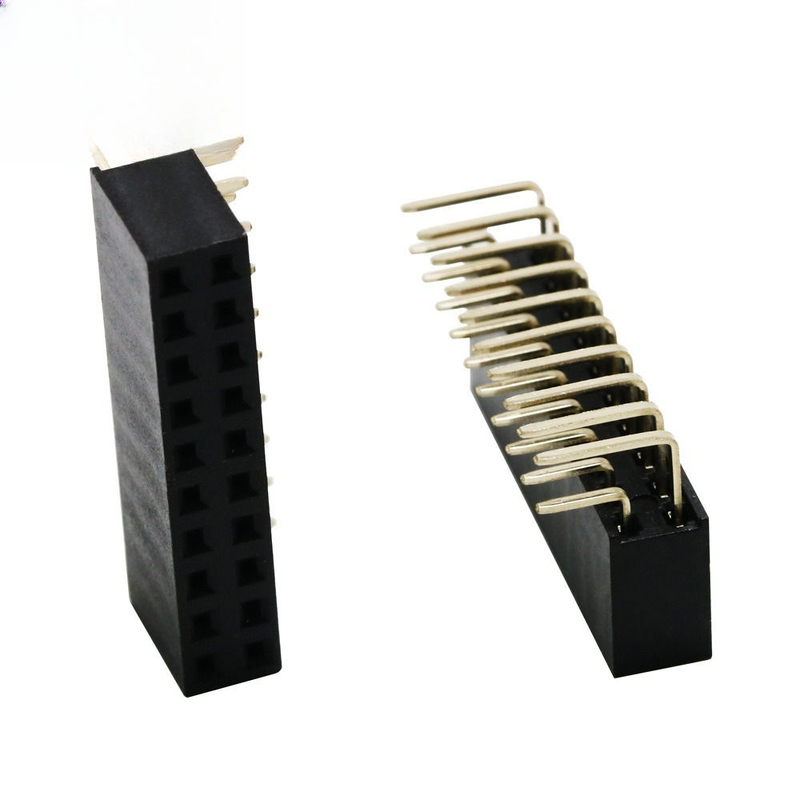 2X10P 20P Header Betina Baris Ganda Pitch 2.54mm Pin Bahan PBT Kontak Perunggu Fosfor