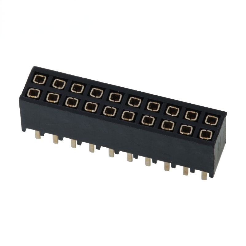 Konektor Strip Pin Soket Header Female Lurus Baris Ganda Pitch 2.54 mm DIP Female Header