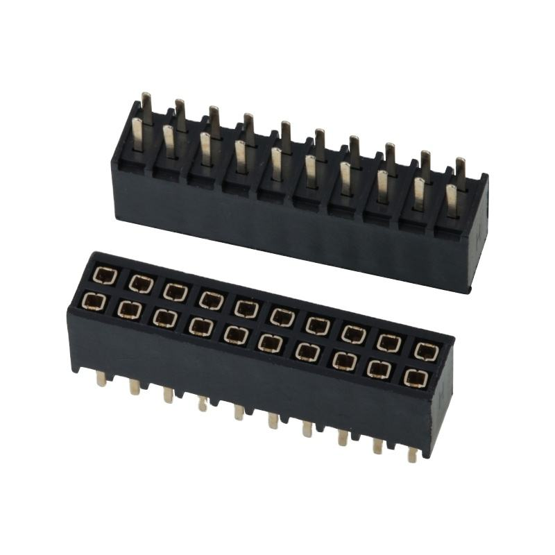 Konektor Strip Pin Soket Header Female Lurus Baris Ganda Pitch 2.54 mm DIP Female Header