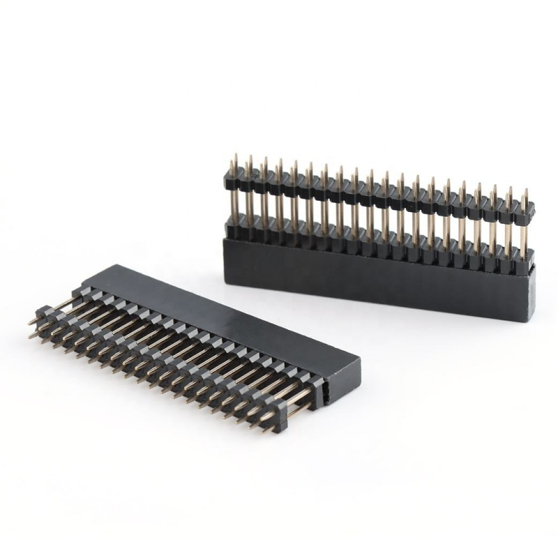 Konektor Pin Header Ganda 2.54mm Pitch Peninggi 2*20pin Header Tumpuk Lurus 0.1 Inch Pin Female Header