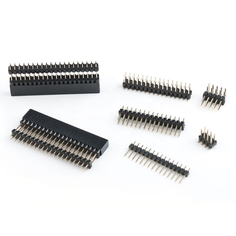 Konektor Pin Header Ganda 2.54mm Pitch Peninggi 2*20pin Header Tumpuk Lurus 0.1 Inch Pin Female Header