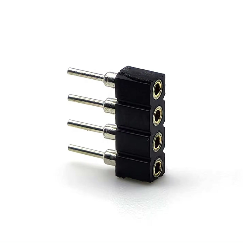 2.54mm Pitch DIN Kuningan Wanita Bulat Header Konektor PPS Housing H3.0mm 1 * 4P Untuk PCBA
