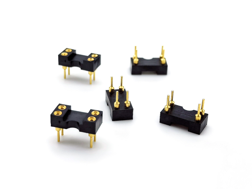 Soket IC Pitch 2.54mm Header Betina Machined Lurus H3.0mm 4P Lubang Semua Emas Cangkang PPS Terukur 60V