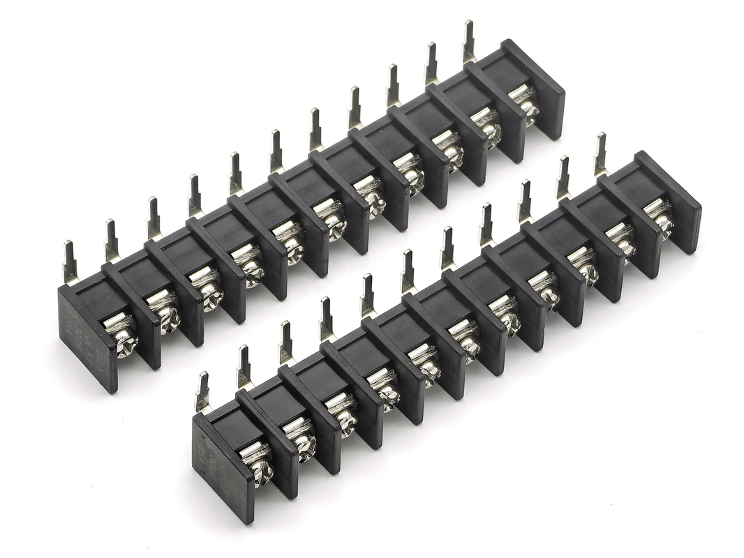 Terminal Blok Penghalang Pitch 9,5mm DIP 90 Derajat Hitam Bahan PA66 11P 300V 25A