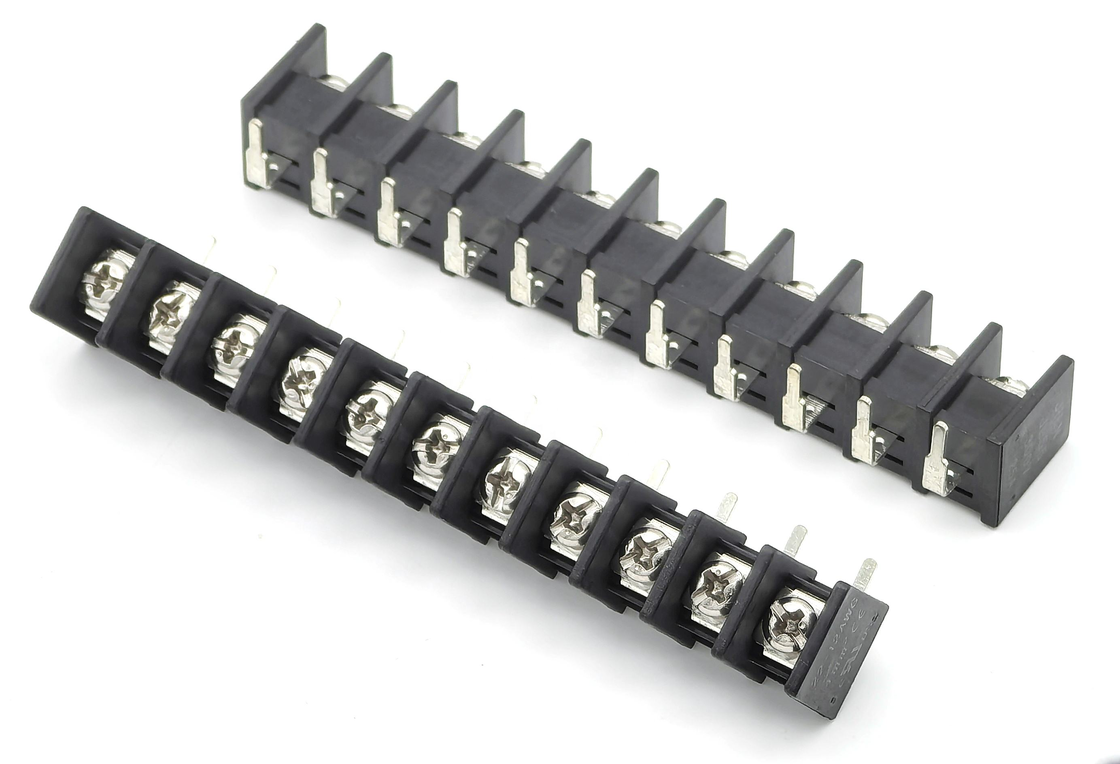 Terminal Blok Penghalang Pitch 9,5mm DIP 90 Derajat Hitam Bahan PA66 11P 300V 25A