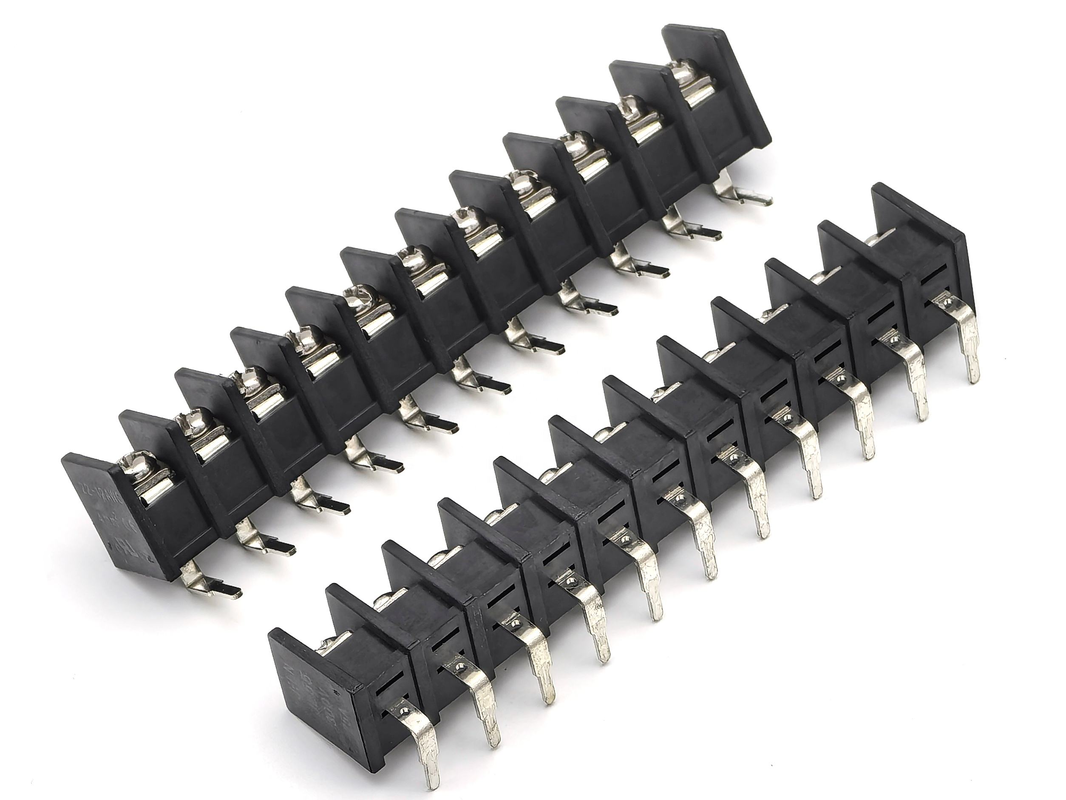 Terminal Blok Penghalang Pitch 9,5mm DIP 90 Derajat Hitam Bahan PA66 11P 300V 25A
