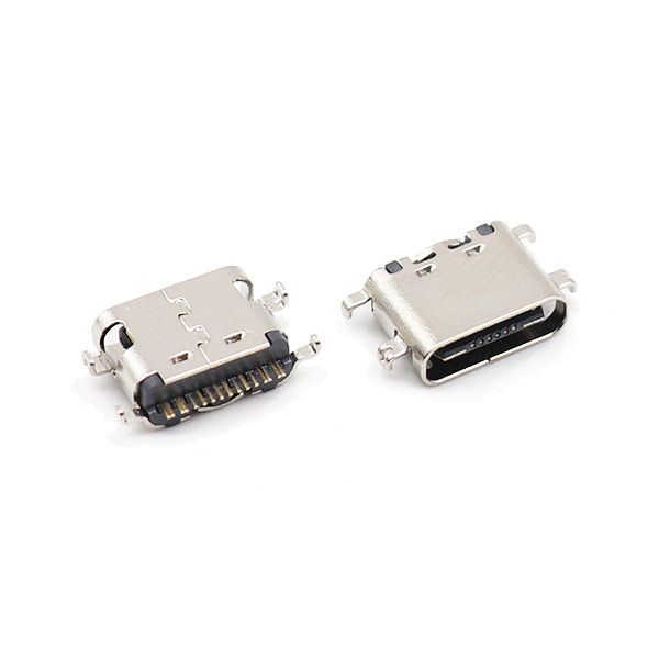 16 Pin Pengisi Daya SMT Single Mid Mount Konektor Tipe C Wanita 3.1mm